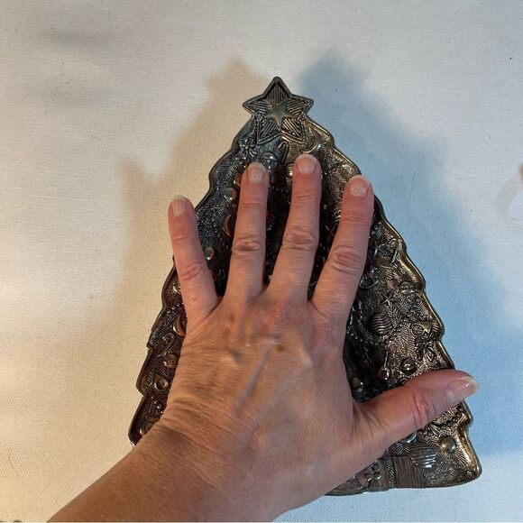 Vintage Silver Plated Christmas Tree Small Dish, Tray/ Candy/Nuts/Trinkets/Bulbs - Picture 10 of 16